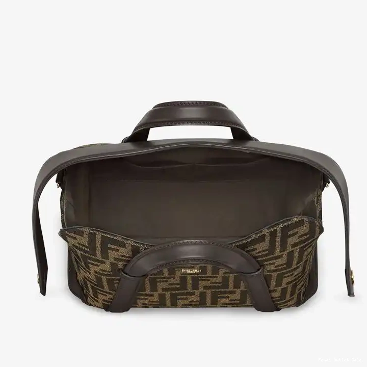 Affordable Fabric Brown Boston Motif Fendi In Medium 365 Bag FF 0624